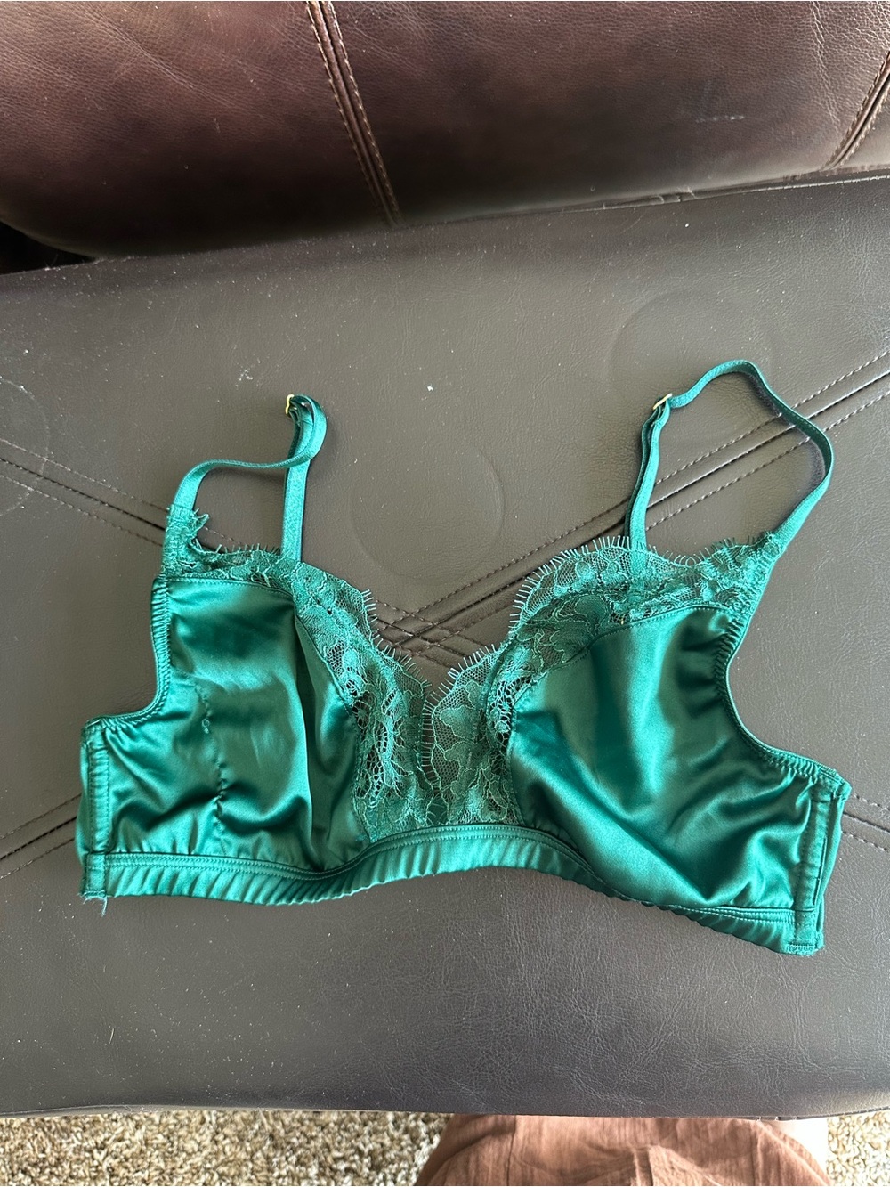 Victoria's Secret Satin & Lace Bralette in Emerald Green